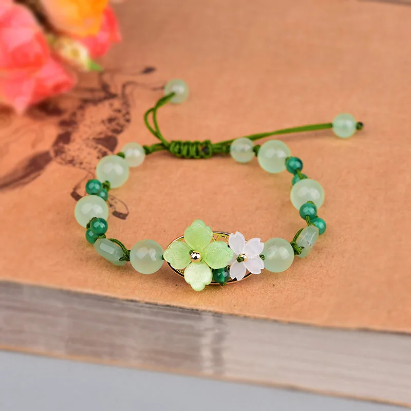 Bracelet Beaded Men - Yeşil yeşim çiçek bilezik muska muska